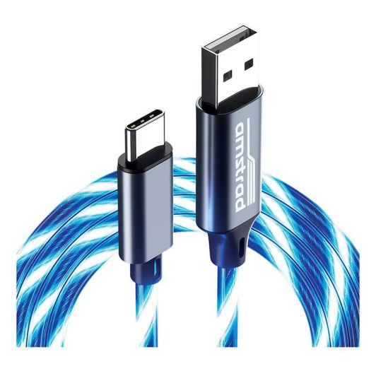 Cablu AMSTRAD USB-C LED Albastru 3m