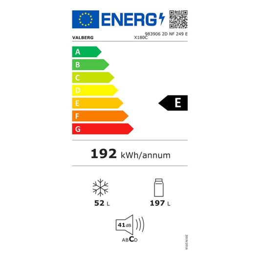 VALBERG 2D NF 249 E X180C Combiné réfrigérateur-congélateur