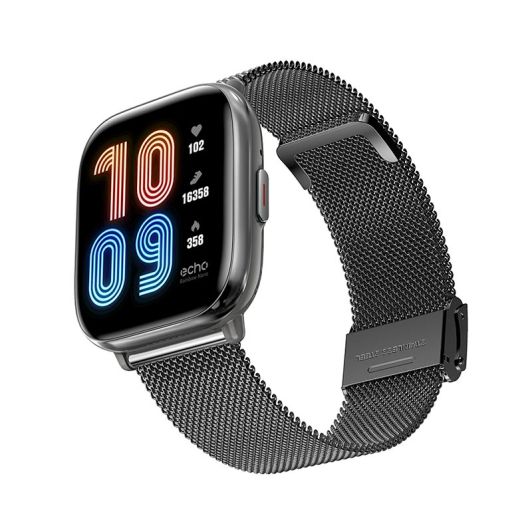 ECHO Rainbow Nano Smartwatch - Pack met 2 Bandjes (Grijs & Metaal)