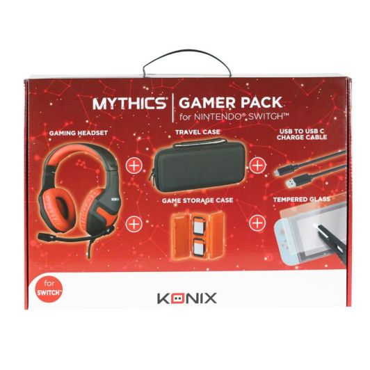 Pachet de accesorii KONIX NINTENDO Switch 5 în 1 (căști, geantă de transport, husă, cablu, sticlă securizată)