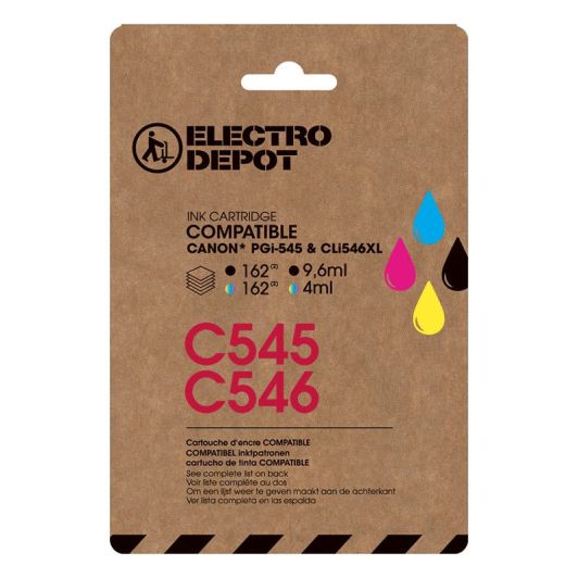 Cartuș de cerneală ELECTRO DEPOT compatibil Canon C545/546, ambalaj negru și culori