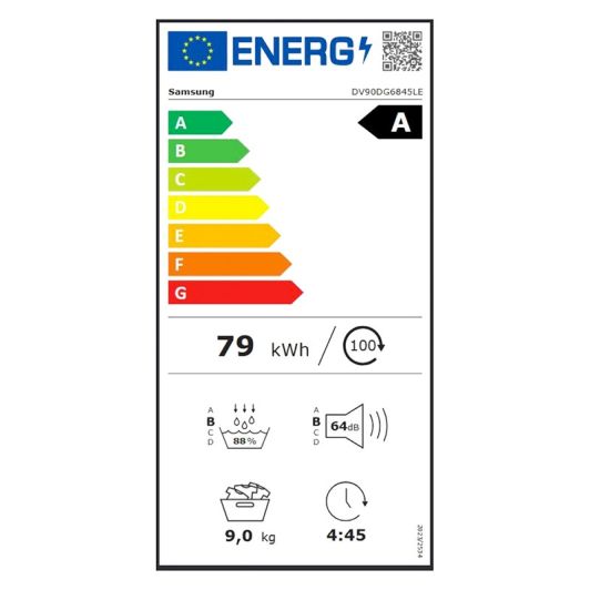 Uscător de rufe cu pompă de căldură SAMSUNG 9KG DV90DG684