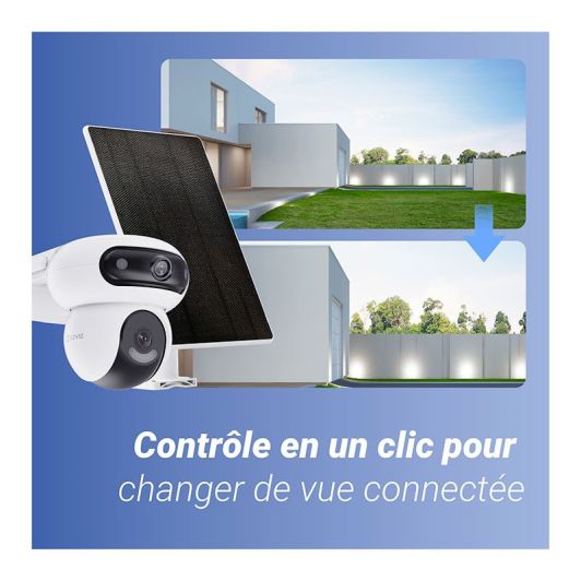 Pachet cameră de securitate EZVIZ HB90 cu panou solar de 8W, card microSD de 64 GB