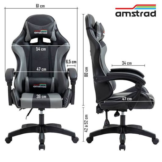 Scaun de gaming Amstrad AMS 800, negru