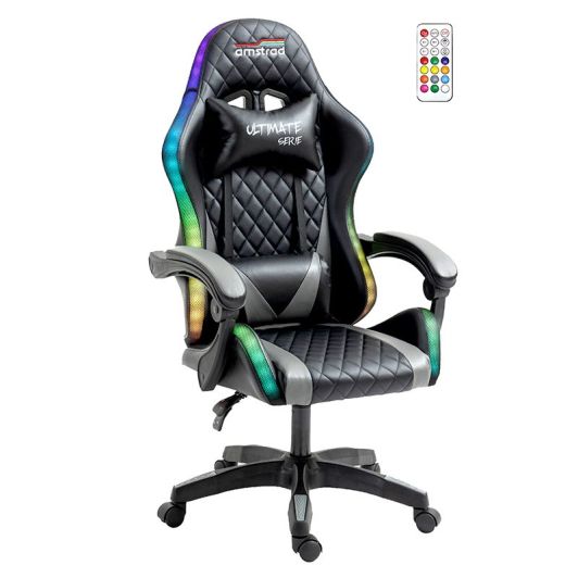 Scaun de gaming AMSTRAD AMS ULTIMATE LED negru