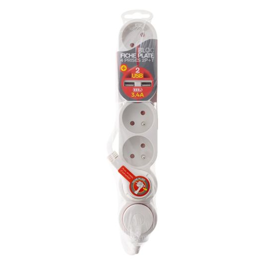 Stekkerdoos ZENITECH x4 2USB