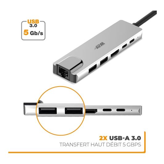 HUB APM USBC către USBA, USBC, HDMI, RJ45