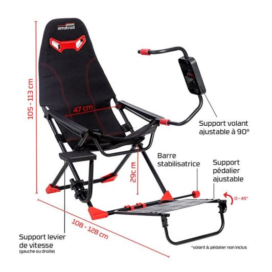 Scaun simulator de curse AMSTRAD AMS-RACING-SIM – negru