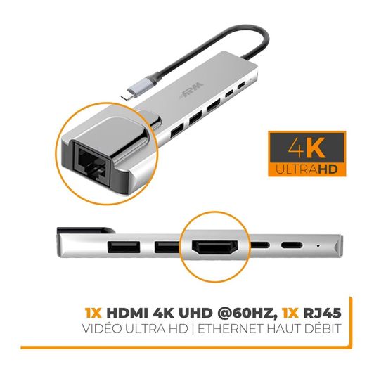 HUB APM USBC către USBA, USBC, HDMI, RJ45