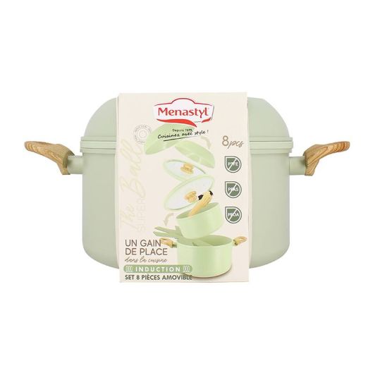 Set de vase de gătit celadon MENASTYL SUPERBALL, 8 piese