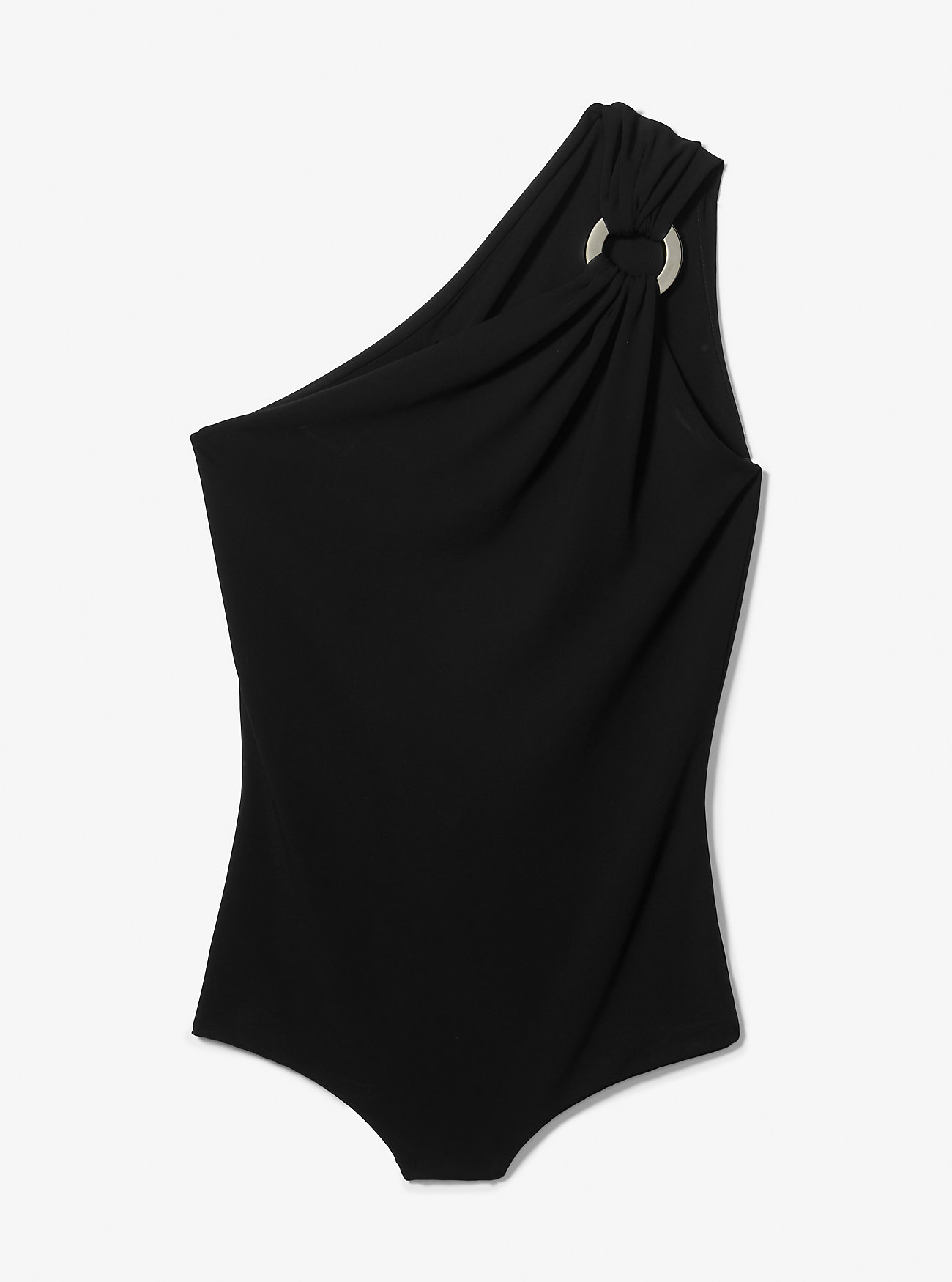 Matt jersey-body med én skulder – SVART