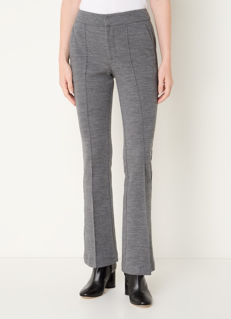 Claudie Pierlot Paz high waist flared fit trousers in wool blend with mixed design