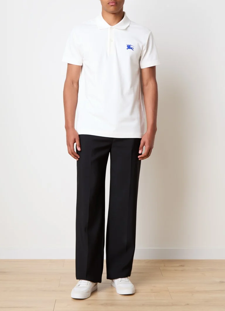 Polo Burberry de corte regular em algodão piqué com bordado do logotipo.
