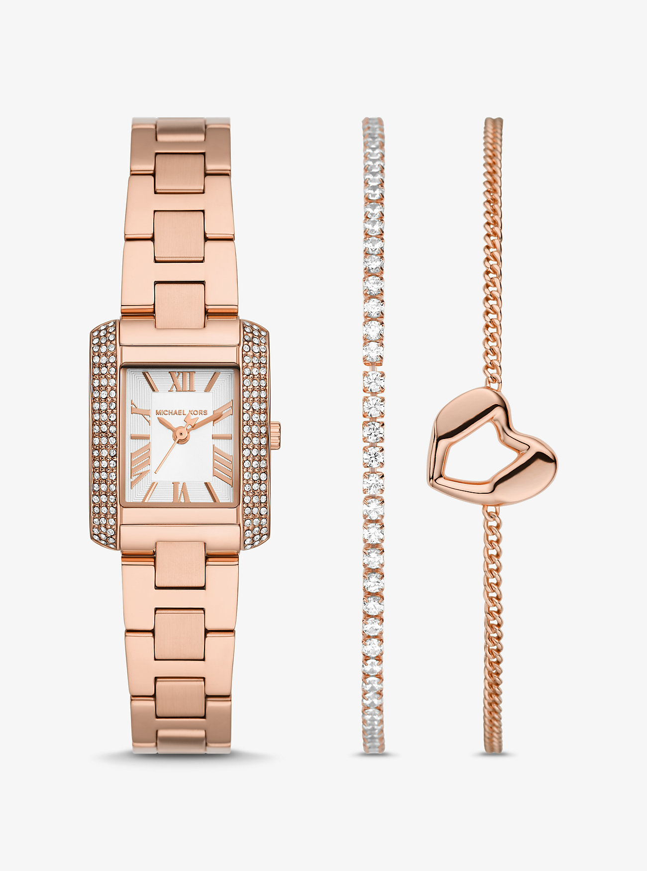 Mini Emery Pavé Rose Gold-Tone Watch and Bracelet Gift Set - ROSE GOLD