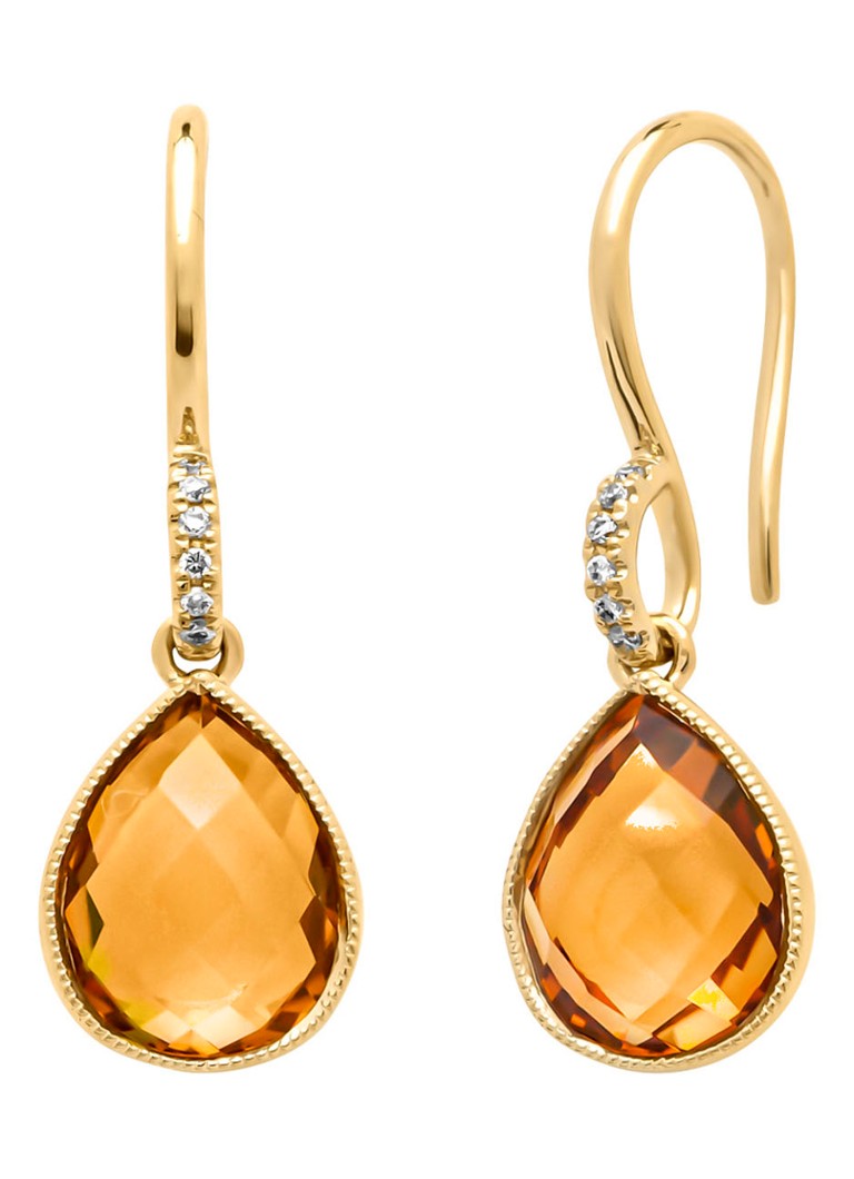 Diamond Point Yellow gold earrings, 3.54 ct citrine, Philosophy