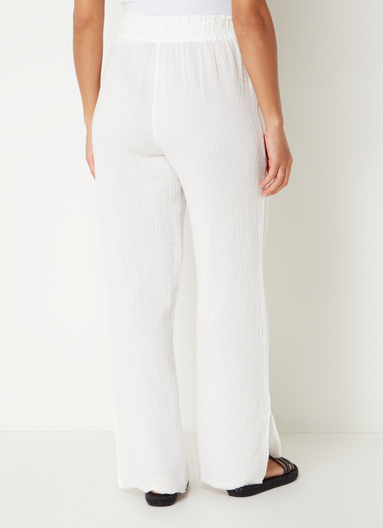 Rails  Leon mid waist straight fit broek van biologisch katoen met structuur