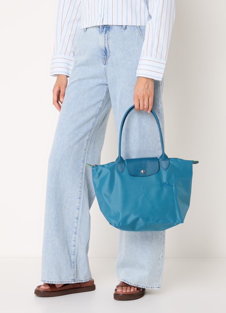 Longchamp Le Pliage Vihreä olkalaukku M nahkayksityiskohdilla