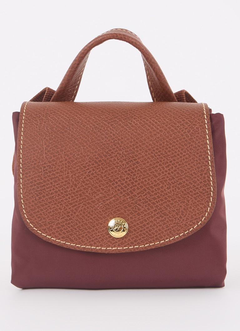 Longchamp Le Pliage Original reppu M nahkayksityiskohdilla