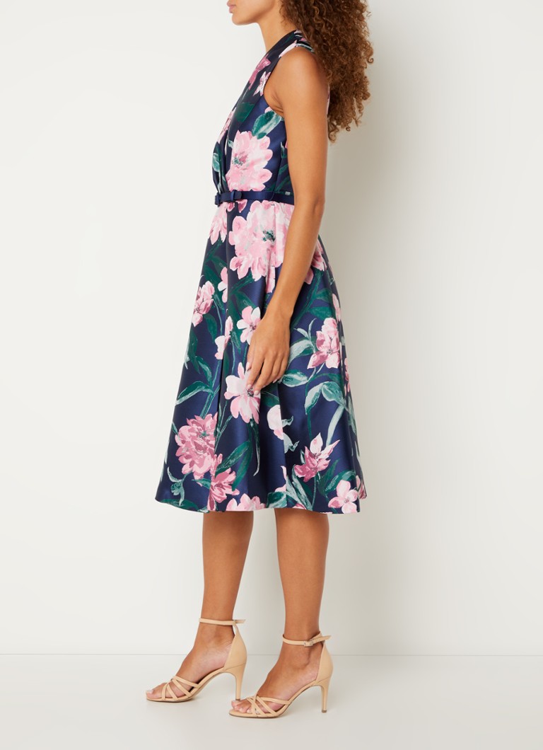 Vestido midi Phase Eight Salina con estampado floral y cinturón.