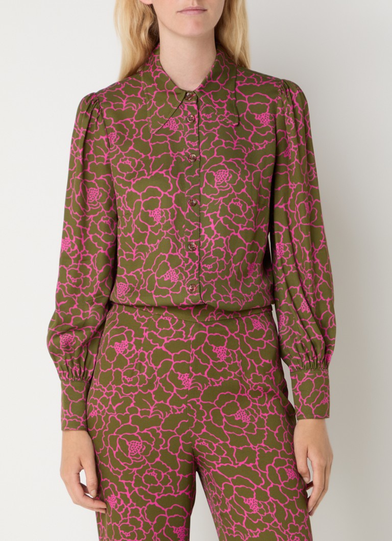 LKBennett Sonya blouse with floral print and balloon sleeve