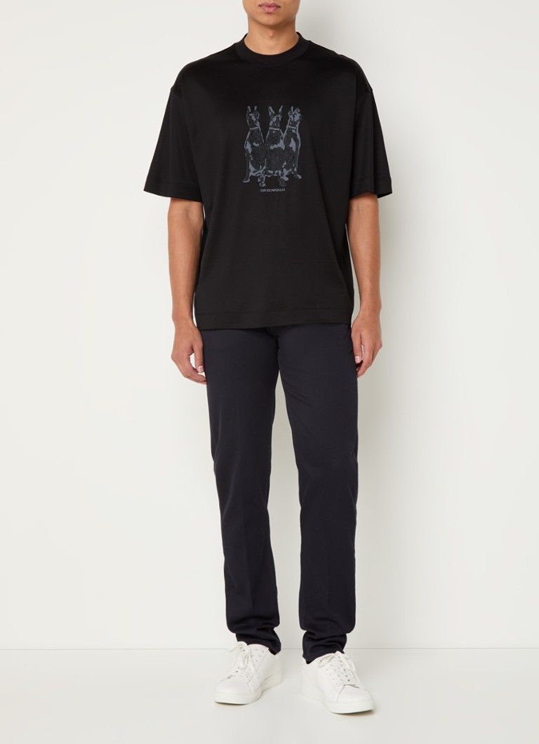 Tricou Emporio Armani din amestec de lyocell cu logo brodat