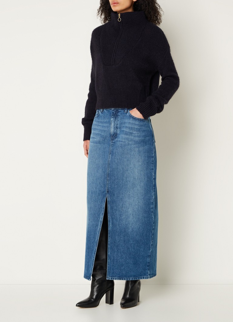 by-bar Sis maxi denim skirt with side pockets and slit