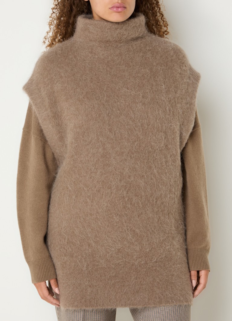 Giacca Spencer in pregiata maglia di misto alpaca con collo alto, disegnata da Claudia Sträter.