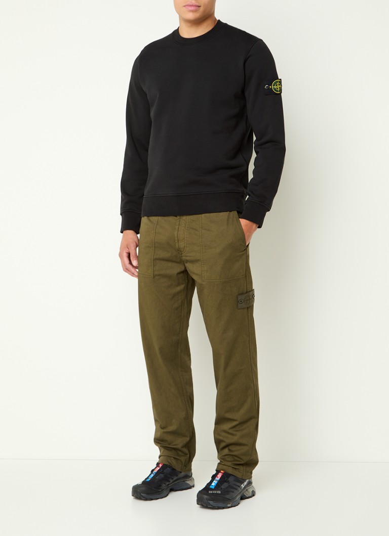 Pantaloni drepți din amestec de lână Stone Island 337F6, cu buzunare laterale.