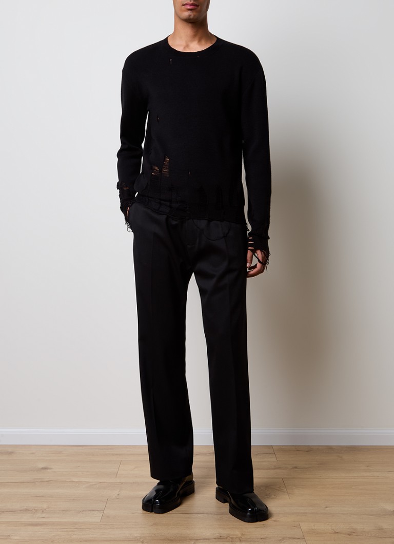 MM6 Fine-knit sweater in wool blend with destroyed finish