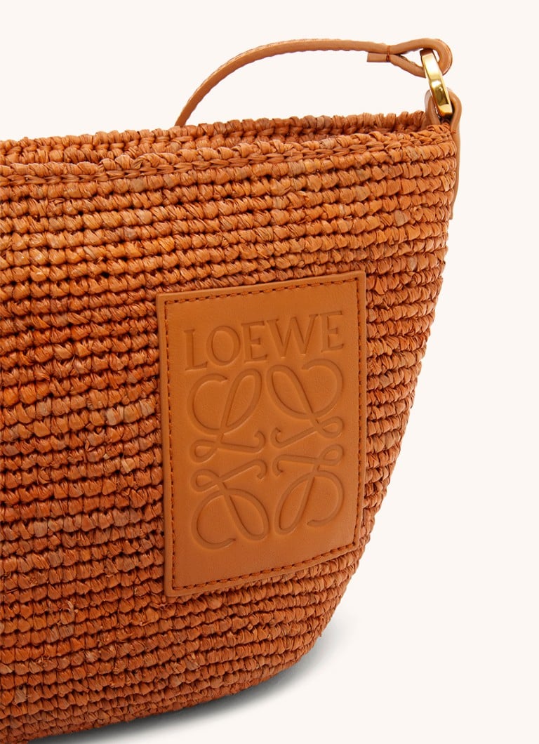 LOEWE Slit raffia crossbody bag with calfskin details