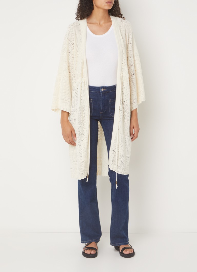 Cardigan fin tricotat cu arin de la ba&sh, cu model ajurat