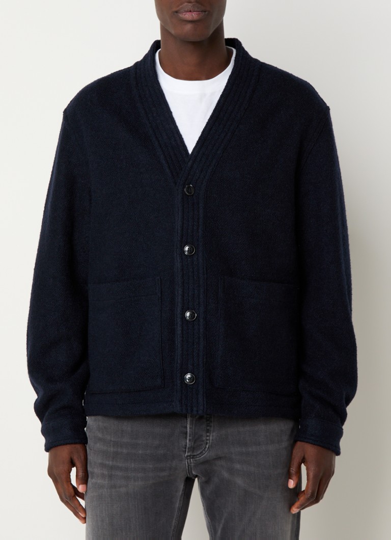Cardigan Denham Kimo gros tricotat cu buzunare aplicate