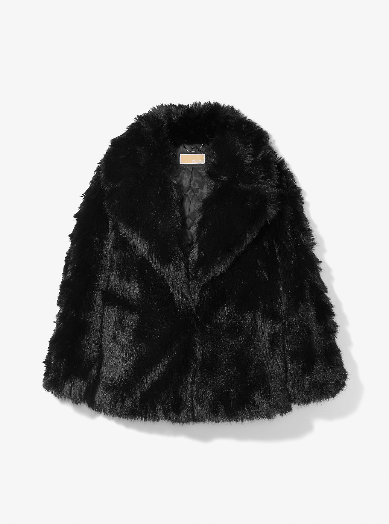 Faux Fur Peacoat - BLACK/BLACK