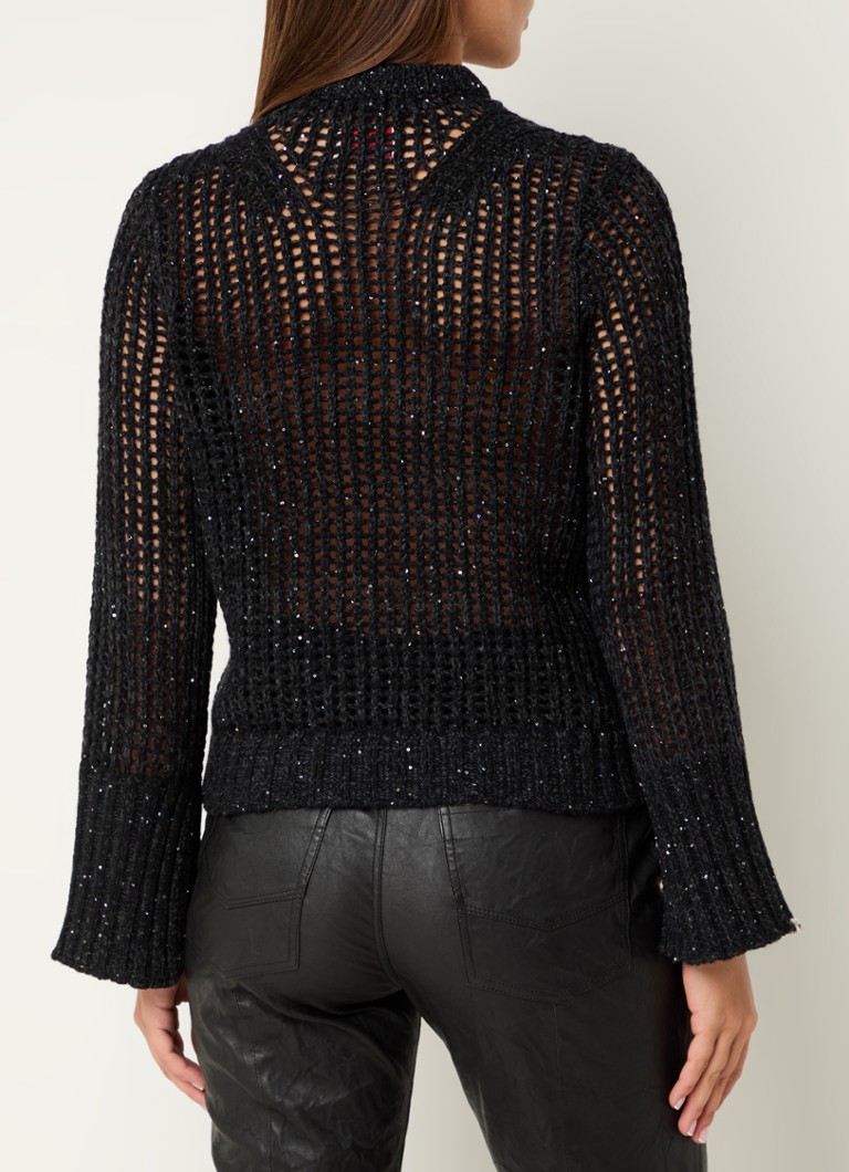 Zadig&Voltaire Halty open-knit sweater in cashmere blend with sequins