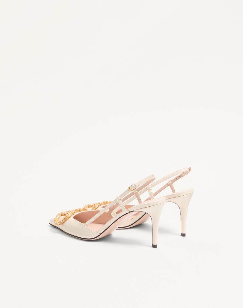 VLogo Signature Slingback Pumps van kalfsleer met sierlijk logo, 80 mm