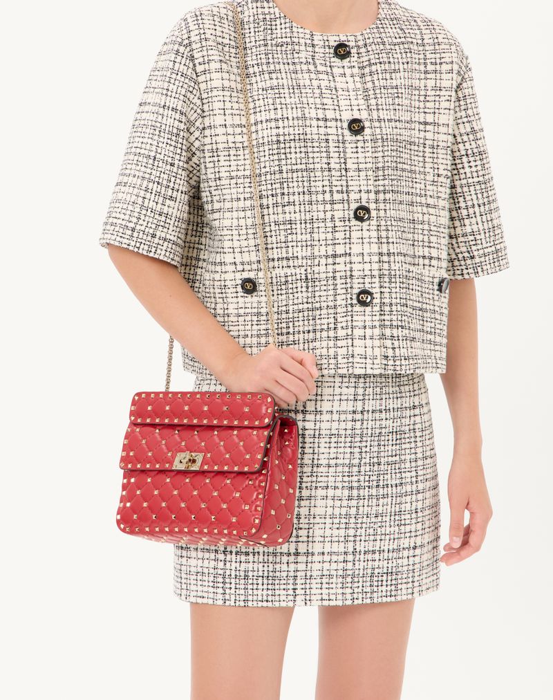 Bolsa média Rockstud Spike em couro napa.