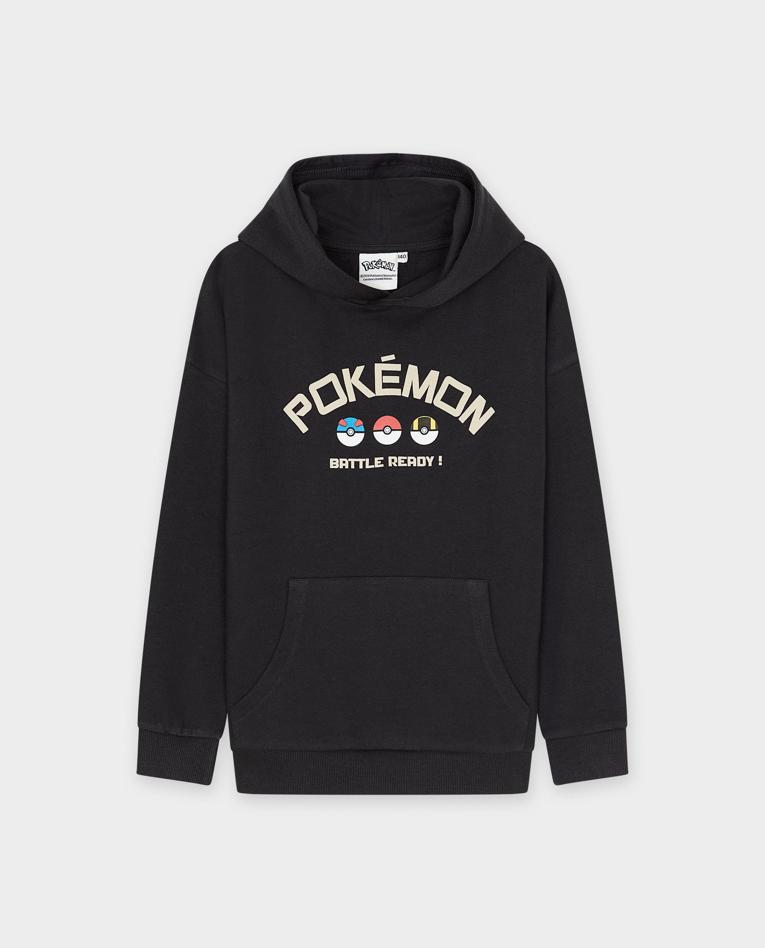 Hanorac Pokemon cu inscripția Pokémon, gri închis