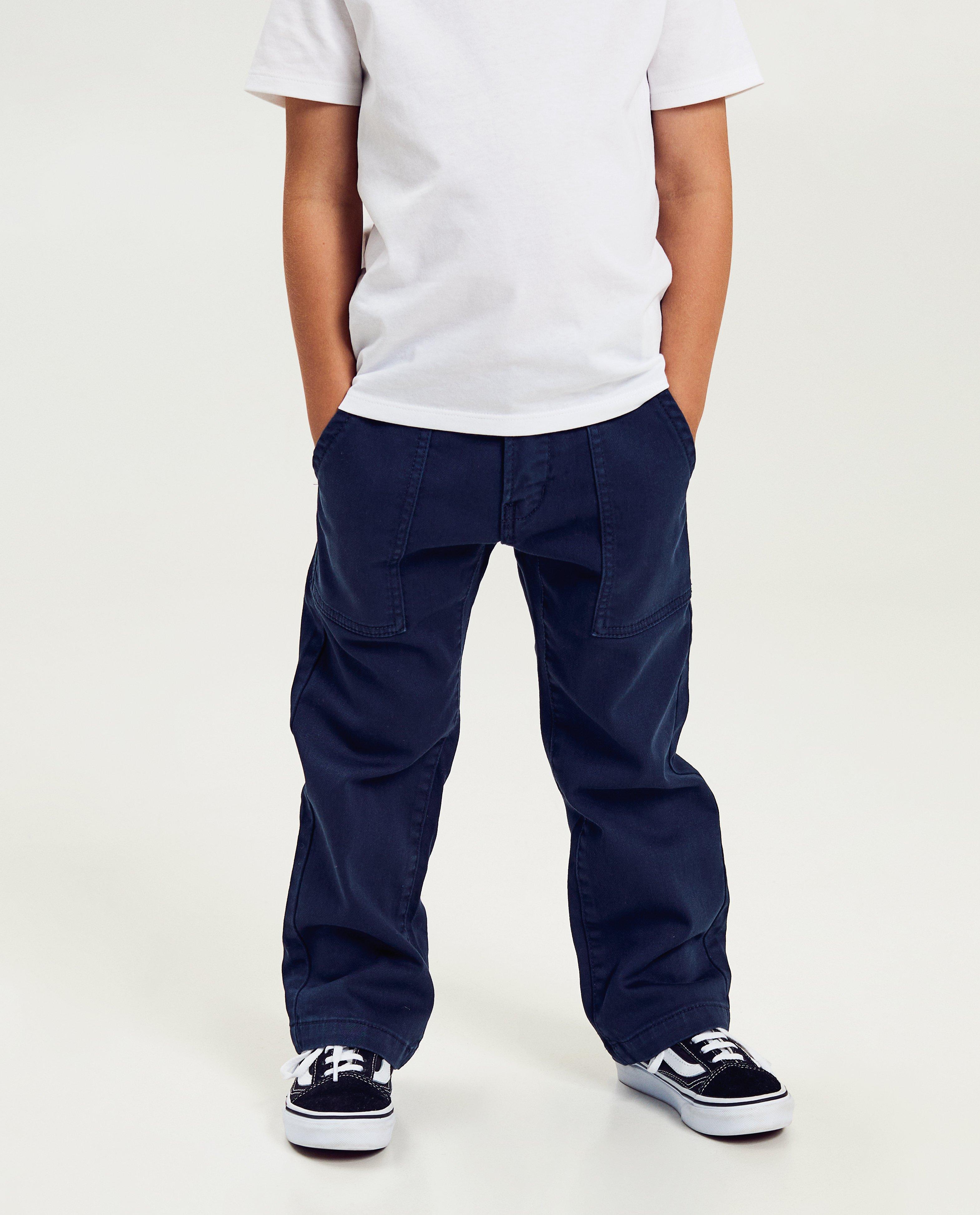 Pantaloni Kidz Nation albastru închis, croială dreaptă, 2-7 ani albastru închis