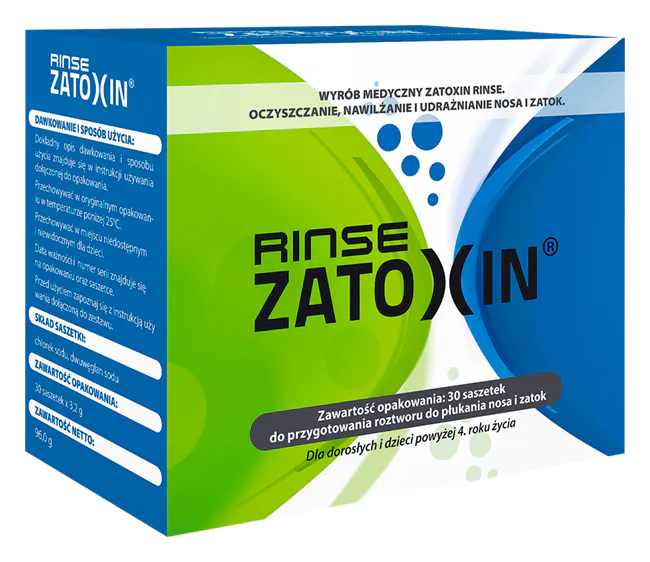 Zatoxin Rinse, papildymo rinkinys nosies ir sinusų skalavimui, milteliai tirpalui paruošti