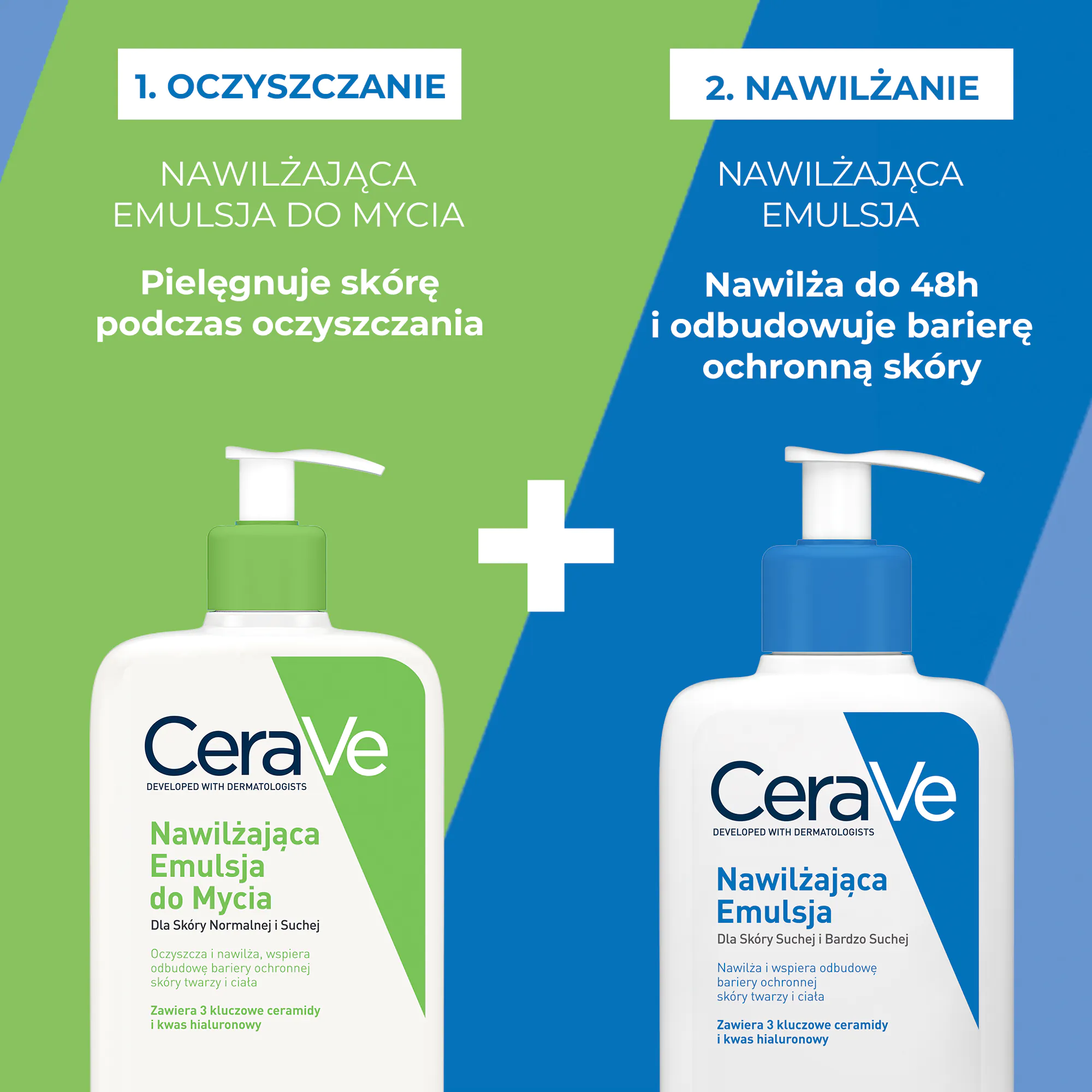 „Cerave“ rinkinys (drėkinamasis valomasis losjonas + drėkinamoji emulsija)