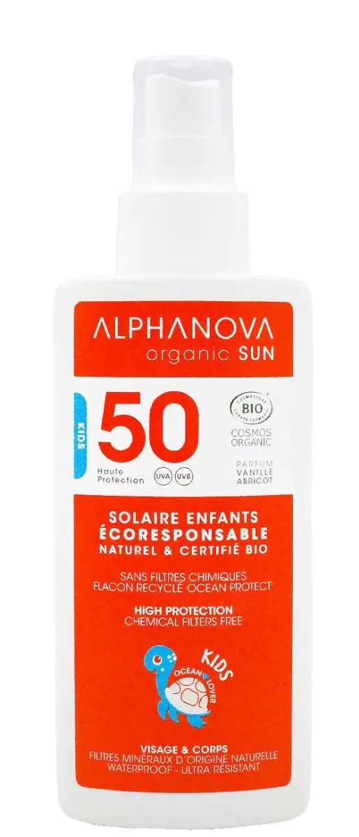 „Alphanova Sun Kids“ BIOS purškiamas apsauginis kremas nuo saulės su SPF 50
