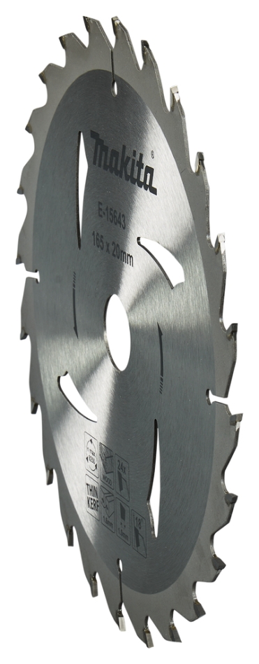 Makita Zubehör E-15643 Kreissägeblatt Holz 165 x 20 x 1,6 mm T24