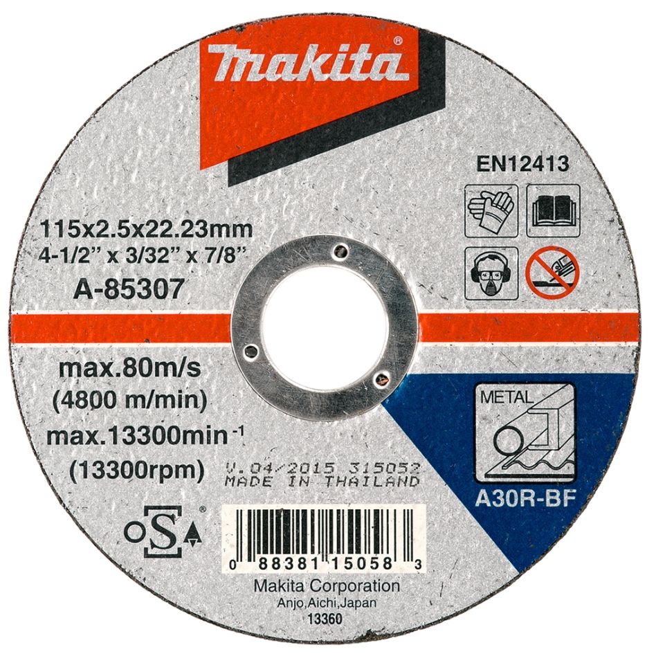 Disc de tăiere metalic Makita Accessories A-85307 115 x 22,2 mm 1 bucată