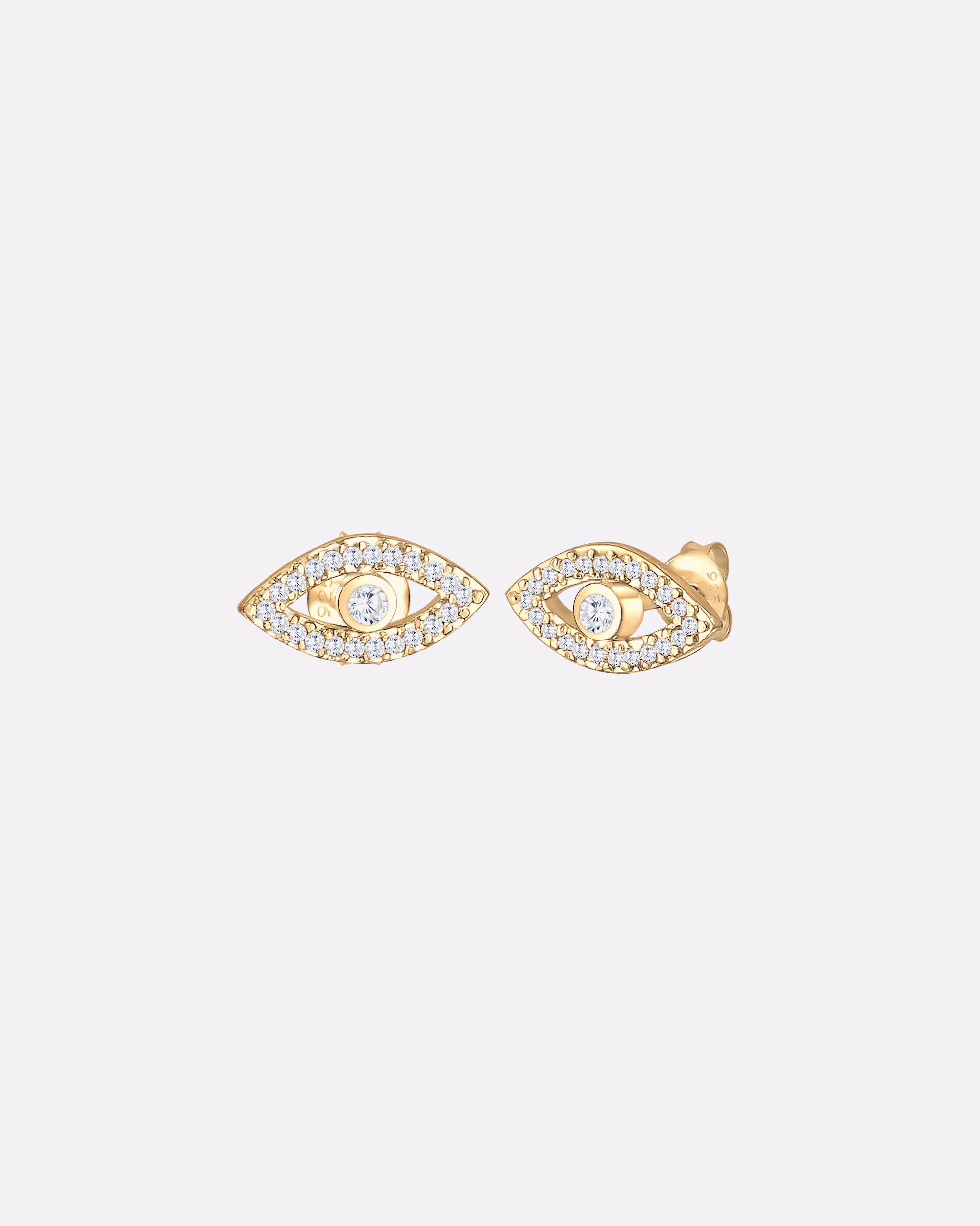 Pendientes de botón Elli Evil Eye para mujer - Plata chapada en oro (925/1000) con cristales de circonita cúbica