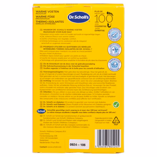 Palmilhas Dr. Scholl's Warm Feet, tamanho único, 2 unidades.