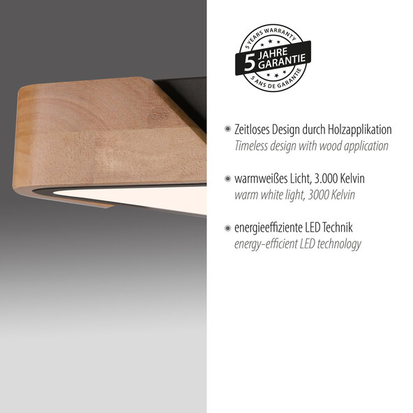 LED-Deckenleuchte BILA, 32 x 32 cm, schwarz