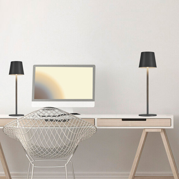 LED-Akku-Tischleuchte Buria, 2er Set, schwarz