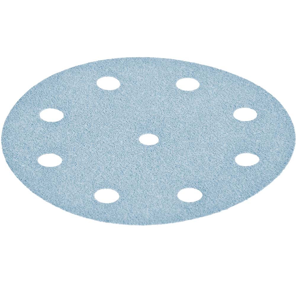 Disco de lixa de granada FESTOOL de 125 mm, grão 80, 9 furos, pacote com 10 unidades. 497147