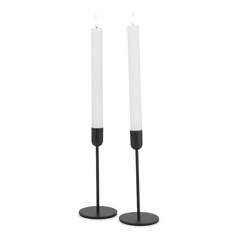 Vie Selected Kronelys 2-pk 24 cm LED rille hvit