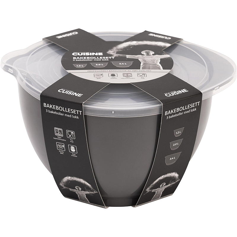 Cuisine Bakebollesett 3 stk m/lokk Cuisine